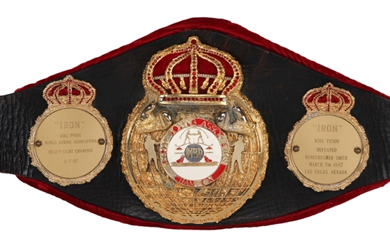 Mike Tysons  1987 WBA Heavyweight Championship Boxing Belt (Won vs Bonecrusher Smith) (Floyd Mayweather sr. and HOF referee Richard Steele and Craig Hamilton LOAs)